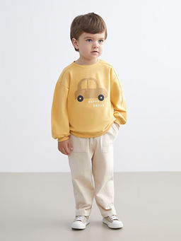 Bask?l? Erkek Bebek Sweatshirt ve E?ofman Alt 2li