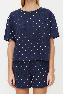 Trendyolmilla Beyaz %100 Pamuklu Puantiyeli ve Kalpli Sortlu Orme Pijama Tak?m? THMSS21PT1485 фото 45