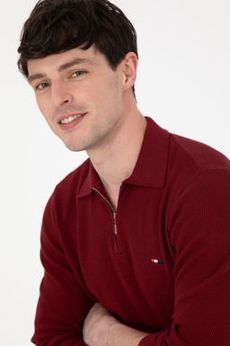 Erkek Regular Fit Yar_m Fermuarl_ Bordo Basic Kazak - U.s. polo assn фото 2