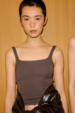 TOP TIRANTES ALGOD?N MODAL / Marr?n / Topo - Zara фото 3