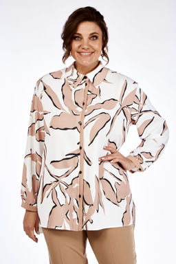 Блуза Элль стиль 2264а белый/ принт бежевый