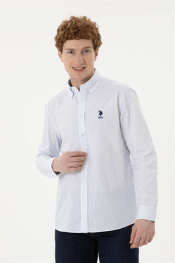 Мужская голубая рубашка с длинным рукавом - U.s. polo assn фото 3