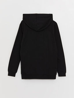 Kap??onlu Bask?l? Uzun Kollu Erkek ?ocuk Fermuarl? Sweatshirt - Waikiki фото 3