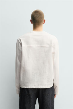 CAMISETA RELAXED FIT ESTRUCTURA FLAM? / Blanco - Zara фото 3