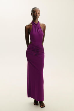 GATHERED HALTER LONG DRESS