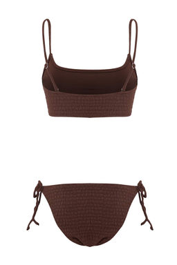 Kahverengi Dokulu Bralette Kapl? Baglama Detayl? Normal Bel Regular Bikini Tak?m? TBESS26BT00092 - Trendyolmilla фото 2