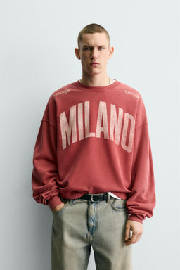 WASHED CONTRAST PRINT SWEATSHIRT - Zara фото 10