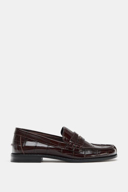 EMBOSSED LEATHER LOAFERS - Zara фото 4
