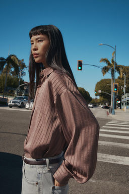 STRIPED SATIN SHIRT - Zara фото 5