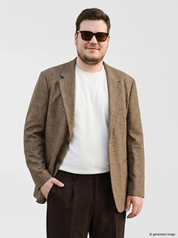 Regular Fit Keten Kar???ml? Erkek Blazer Ceket