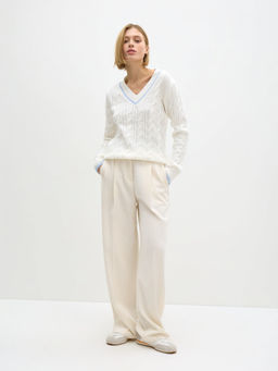 Conso/KPL 240706 - milk/blue Пуловер женский