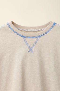 CAMISETA RAYAS PESPUNTES CREATED BY CARAMEL LONDON X ZARA / Beige