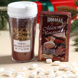 Подарочный набор новогодний Happy New Year: горячий шоколад, маршмеллоу, термостакан
