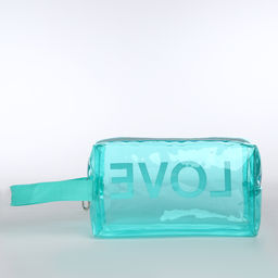 Косметичка ПВХ L-б/н LOVE, 19*8*11, отд на молнии, зеленый - Simaland фото 2