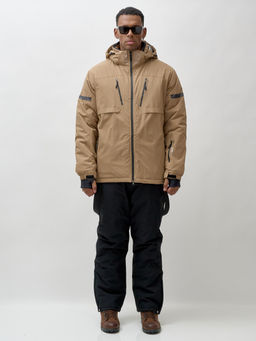 Горнолыжный костюм мужской зимний бежевого цвета 3710B - Leifensh фото 7