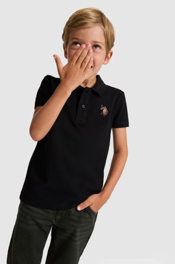 Erkek _ocuk Siyah Polo Yaka Basic Ti__rt