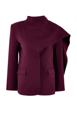 Bordo Sal Yaka Regular/Normal Kal?p Dokuma Astarl? Vatkal? Blazer Ceket TWOSS26BC00010