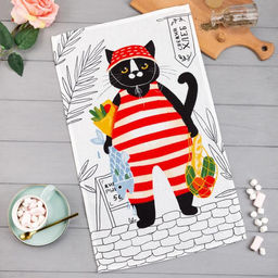 Полотенце кухонное Доляна Кот 35х60 см, 100% хл, 160г/м2