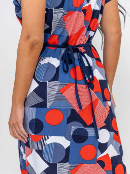 Халат женский, цвет синий красный