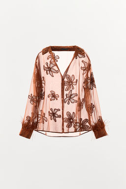 CAMISA SEMITRANSPARENTE LENTEJUELAS PLUMAS / Caldero - Zara фото 8
