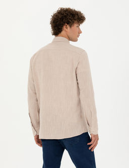 Рубашка Pierre Cardin Regular Fit бежевая с длинным рукавом