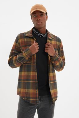 TRENDYOL MAN Bordo Cift Cep Kapakl? Regular Fit K?sl?k Oduncu Kareli Gomlek TMNAW21GO0031 - Trendyolmilla фото 7