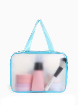 Косметичка-сумка на молнии для бассейна, с ручками, с принтом, прозрачная/голубая
