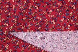 Теплый хлопок Мелкие цветочки с веточками на малиновом, ш.1.45м, хлопок-100%, 160гр/м.кв - Купава фото 6