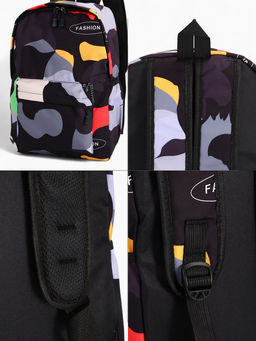 Рюкзак школьный на молнии, с карманами, с абстрактным рисунком, размер 30?13?42 см, с принтом, чёрный