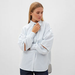 Рубашка женская в полоску MINAKU: Casual Collection, размер 44, белая