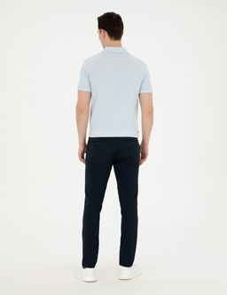 Lacivert Slim Fit Gofre Ba_c_kl_ Kanvas Pantolon