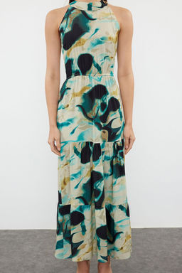 Siyah Soyut Desenli A Kesim Halter Yaka Maxi Dokuma Elbise TWOSS24EL01025 - Trendyolmilla фото 3