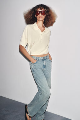 SHORT SLEEVE KNITTED POLO TOP - Zara фото 7