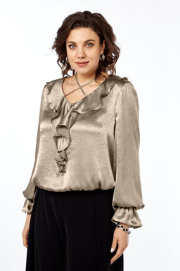Блуза Olga Style С889 темный беж-зелень