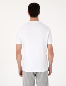 Beyaz Regular Fit %100 Pamuk Bisiklet Yaka Basic T-shirt