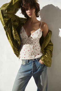 TOP TIRANTES PLIEGUES / Crudo / Rojo - Zara фото 3