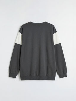 Bisiklet Yaka Bask?l? Erkek ?ocuk Sweatshirt