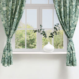 Шторы для кухни Доляна «Лесная прохлада», 146×180 см - 2 шт., подхваты - 2 шт.
