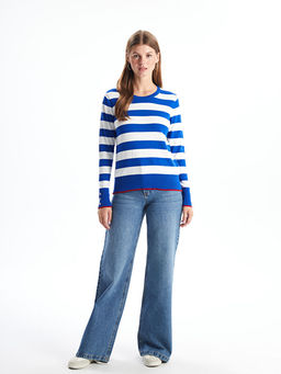 Bisiklet Yaka Renk Bloklu Kad?n Triko Kazak