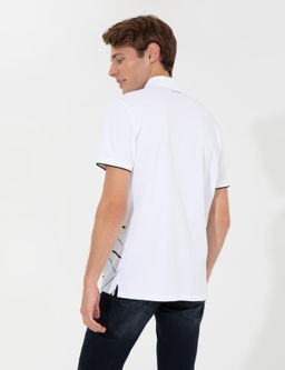 Beyaz Slim Fit Fermuarl_ Polo Yaka Ti__rt