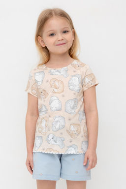 Crockid _ КР 302747/песчаный,зайчики и ромашки к563 фуфайка (футболка) для дев  фото 6