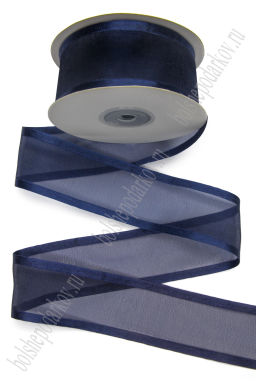 Лента органза с атласными краями 4 см*25 ярд (SF-5923) темно-синий №38