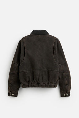 DENIM JACKET WITH CONTRAST COLLAR - Zara фото 7