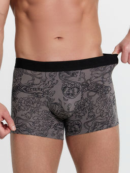 Цена за 2 штуки! Трусы мужские боксеры серые с принтом в виде тату тату на сером 411221