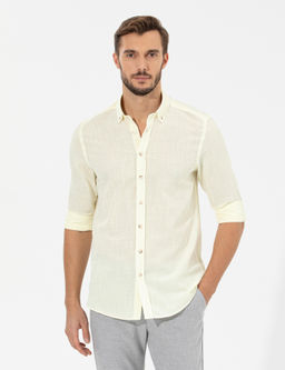 Рубашка Slim Fit желтая с длинным рукавом