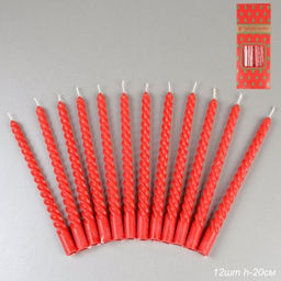 Свеча стержень 12 штук 20 см / GL-12R /уп 72/красные