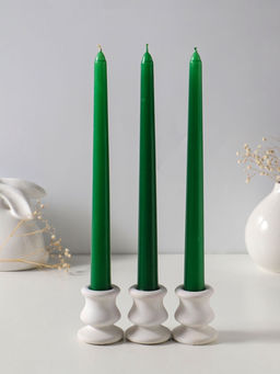 Свеча античная 25 см (набор 3 шт) 58 гр, 7 ч, цв. зелёный