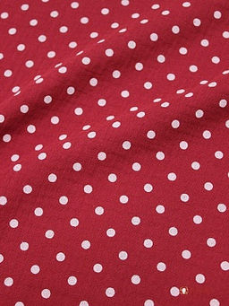 Муслин двухслойный с эф.жатости Горох на бордово-красном, ш.1.4м, хлопок-100%, 120гр/м.кв