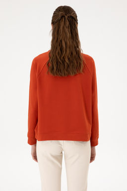 Kad_n Kiremit Regular Bisiklet Yaka Basic Sweatsh_rt