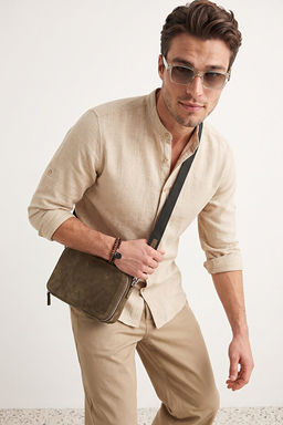 Ta_ Slim Fit Hakim Yaka Rahat Keten G_r_n_ml_ G_mlek TMNSS24GO00031 - Trendyolmilla фото 2